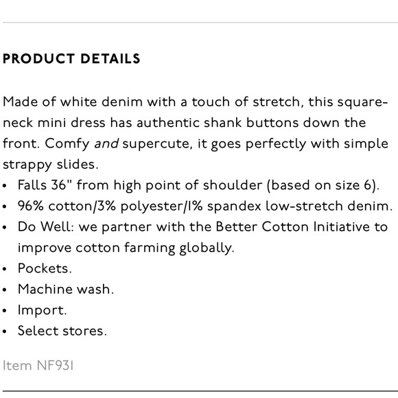 Denim Button-Front Mini Dress in Tile White NWT SOLD OUT STYLE SIZE 4 - Picture 5 of 9